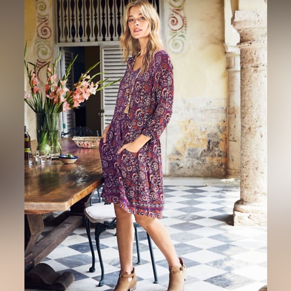 Garnet Hill Bohemian Pocket-Detail Dress